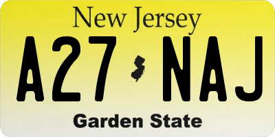 NJ license plate A27NAJ