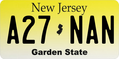 NJ license plate A27NAN