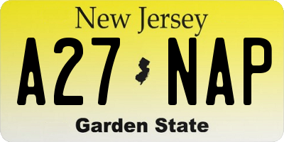 NJ license plate A27NAP