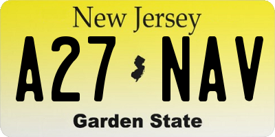NJ license plate A27NAV
