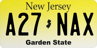 NJ license plate A27NAX