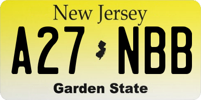 NJ license plate A27NBB