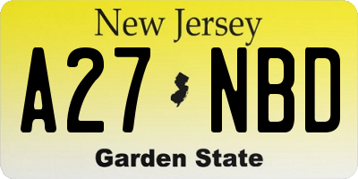 NJ license plate A27NBD