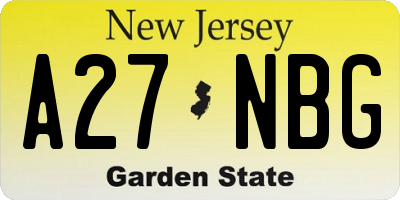 NJ license plate A27NBG