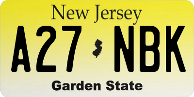 NJ license plate A27NBK