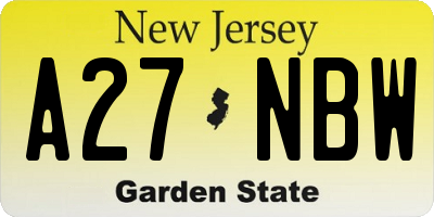 NJ license plate A27NBW
