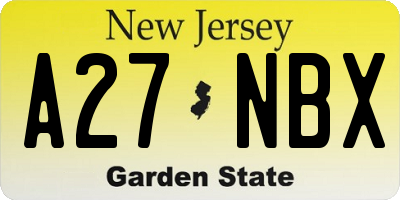 NJ license plate A27NBX