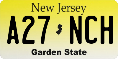 NJ license plate A27NCH