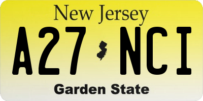 NJ license plate A27NCI