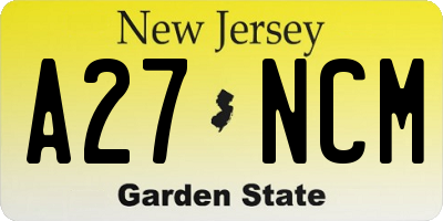 NJ license plate A27NCM