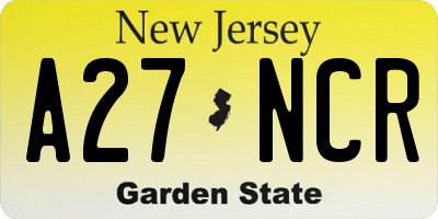 NJ license plate A27NCR