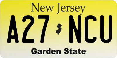 NJ license plate A27NCU