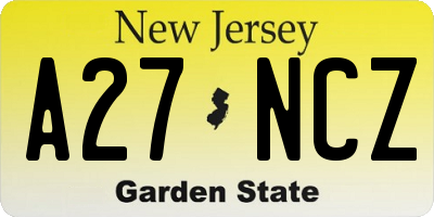 NJ license plate A27NCZ