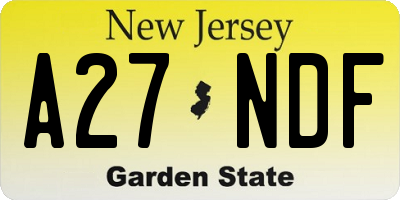 NJ license plate A27NDF