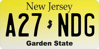 NJ license plate A27NDG