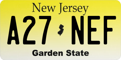 NJ license plate A27NEF
