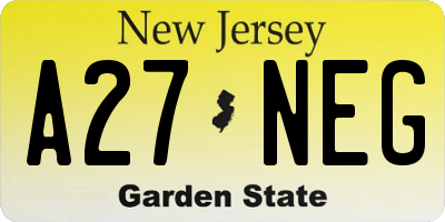 NJ license plate A27NEG