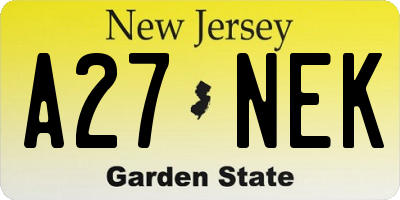 NJ license plate A27NEK