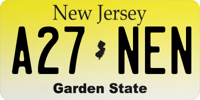 NJ license plate A27NEN