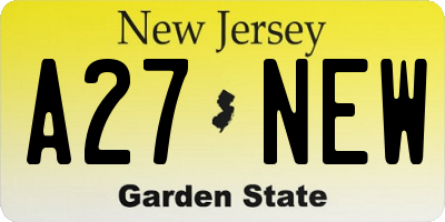 NJ license plate A27NEW