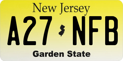 NJ license plate A27NFB