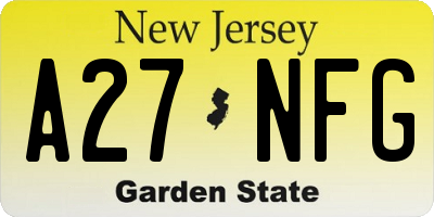 NJ license plate A27NFG