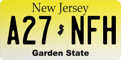 NJ license plate A27NFH
