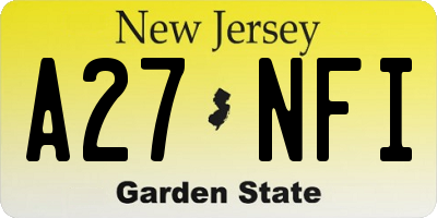 NJ license plate A27NFI