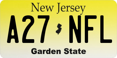 NJ license plate A27NFL