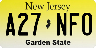 NJ license plate A27NFO