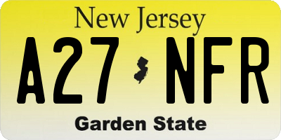 NJ license plate A27NFR
