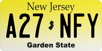 NJ license plate A27NFY