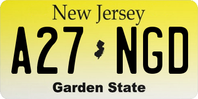 NJ license plate A27NGD