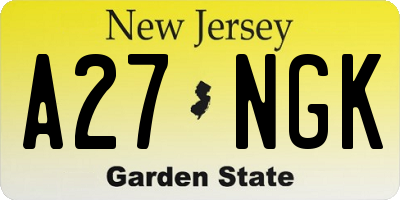 NJ license plate A27NGK