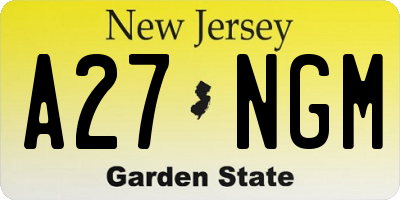 NJ license plate A27NGM