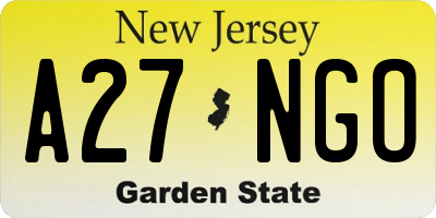 NJ license plate A27NGO
