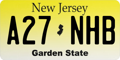 NJ license plate A27NHB