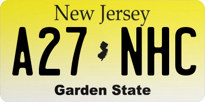 NJ license plate A27NHC