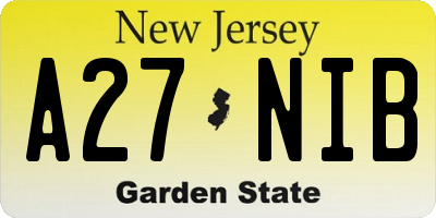 NJ license plate A27NIB