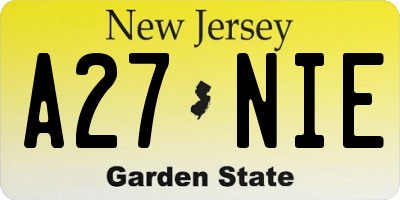 NJ license plate A27NIE