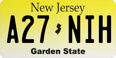 NJ license plate A27NIH