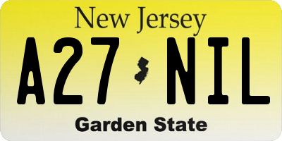 NJ license plate A27NIL