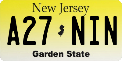NJ license plate A27NIN