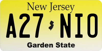 NJ license plate A27NIO