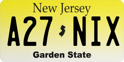NJ license plate A27NIX