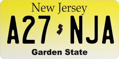 NJ license plate A27NJA