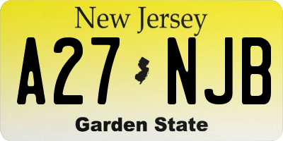 NJ license plate A27NJB