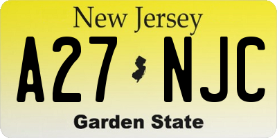 NJ license plate A27NJC