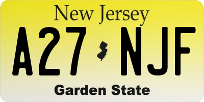 NJ license plate A27NJF