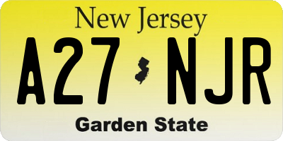 NJ license plate A27NJR